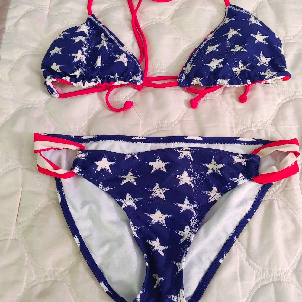Red, White @ Blue reversible bikini⚡